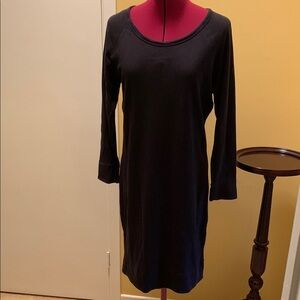 James Perse Black Long Sleeve Scoop neck T-Shirt Dress